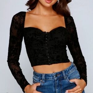 Windsor Black Velvet Bustier Top